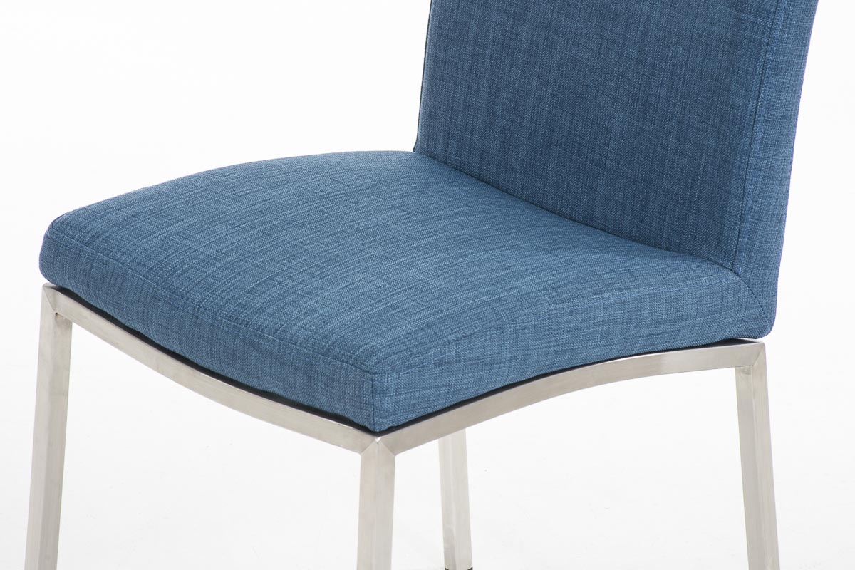 Chaise Grenoble Revêtement Tissu avec pieds en acier inoxydable Bleu