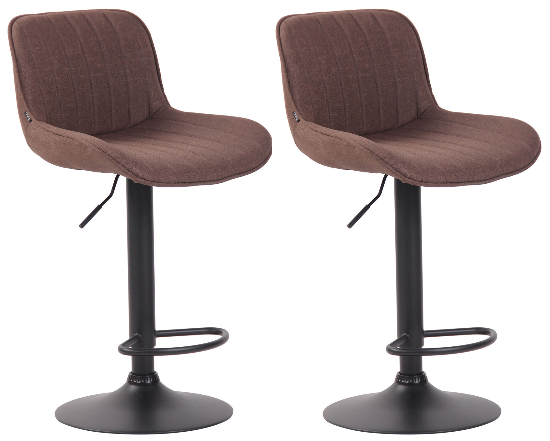 Lot de 2 Tabourets de bar Lentini en Tissu Pied trompette en Métal Marron Noir