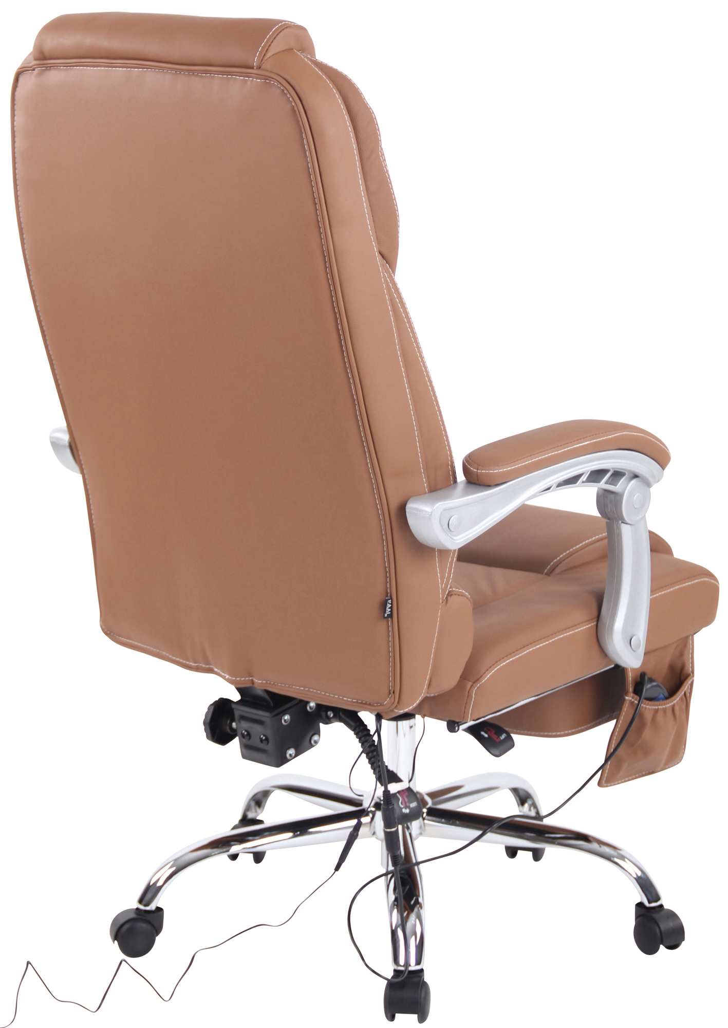 Fauteuil de bureau Pacific en véritable Cuir avec Fonction massage Marron clair