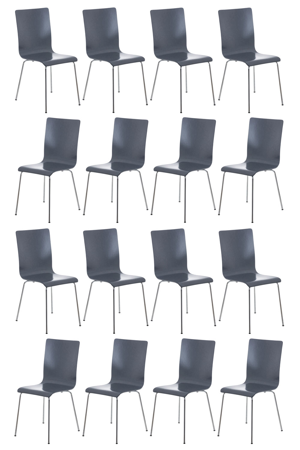 Lot de 16 chaises visiteur Pepe en bois Gris