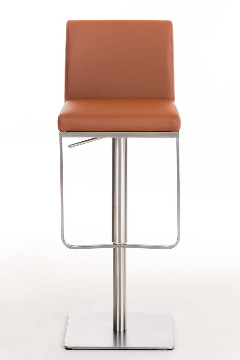 Tabouret de bar Panama en similicuir avec pied en métal Marron clair Acier inoxydable