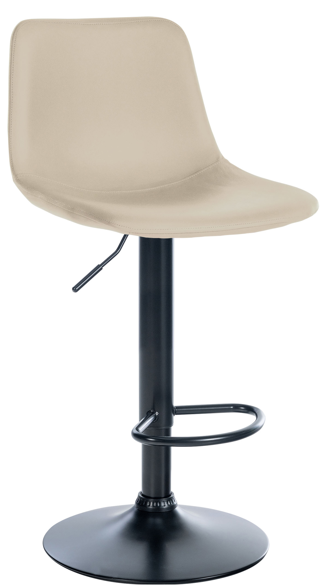 Tabouret de bar Divo en Similicuir Pied trompette en Métal Crème Noir