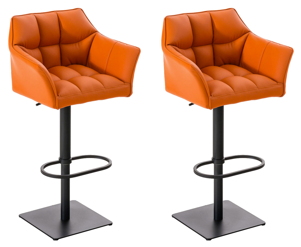 Lot de 2 tabourets de bar Damaso similicuir Orange Noir