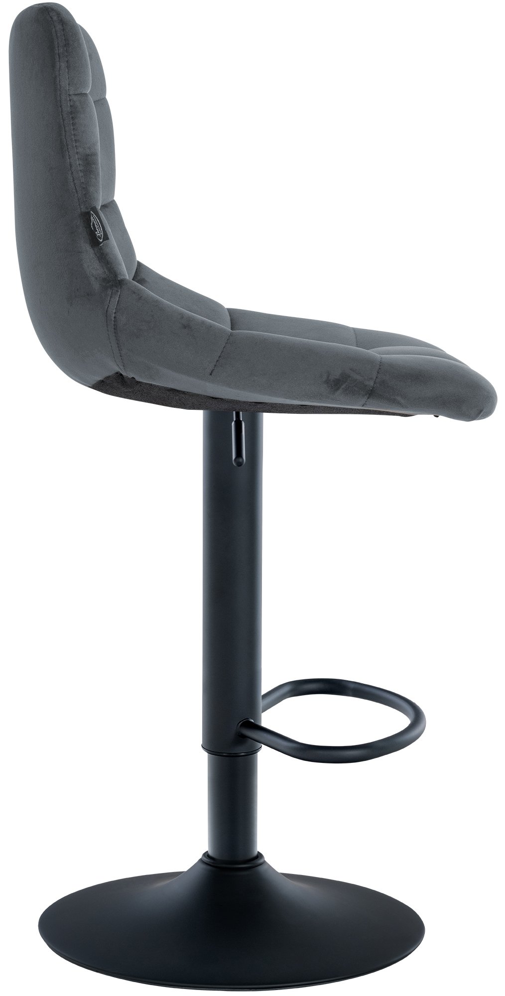 Tabouret de bar Jerry velours Gris foncé Noir