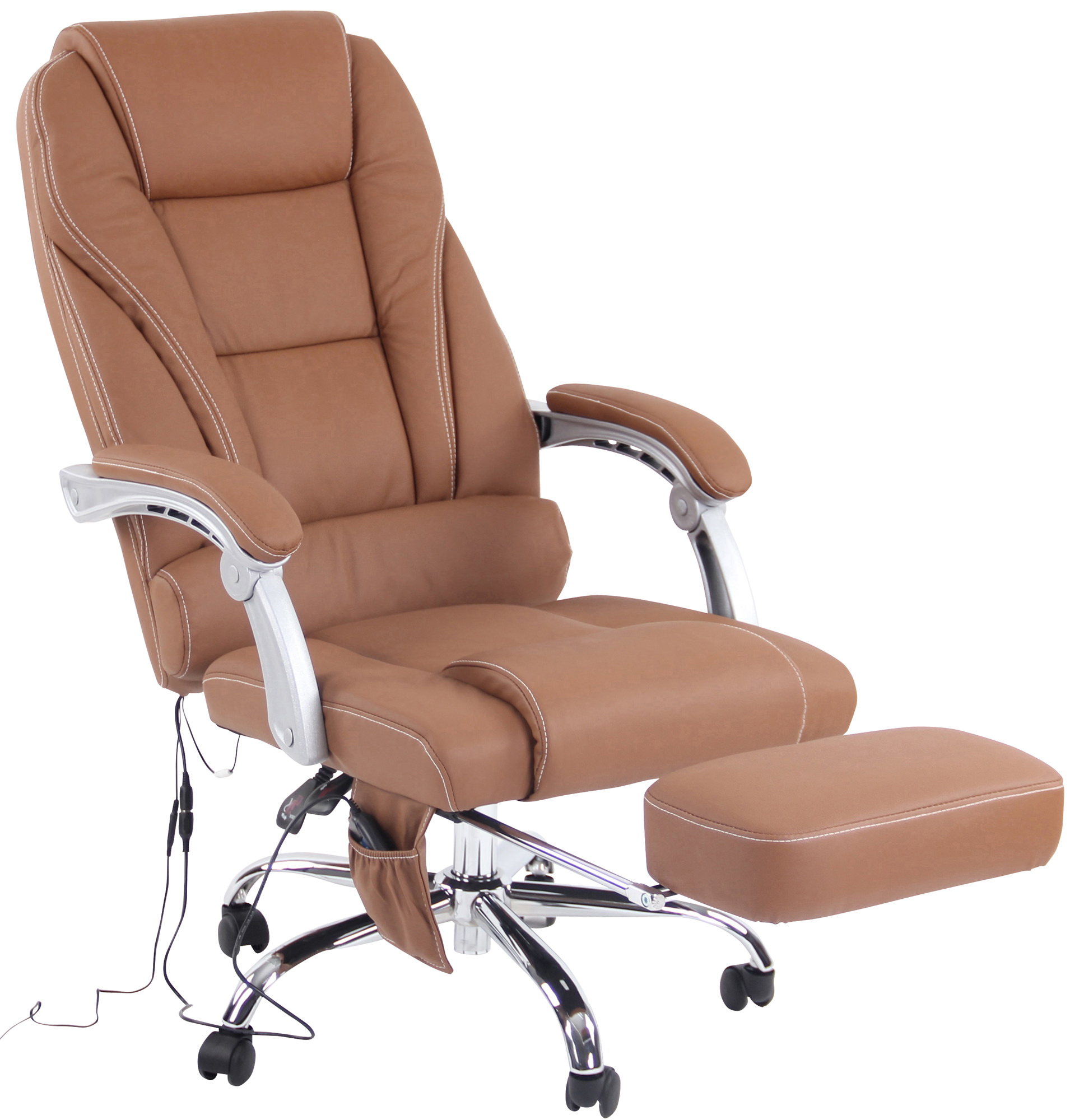 Fauteuil de bureau Pacific en véritable Cuir avec Fonction massage Marron clair