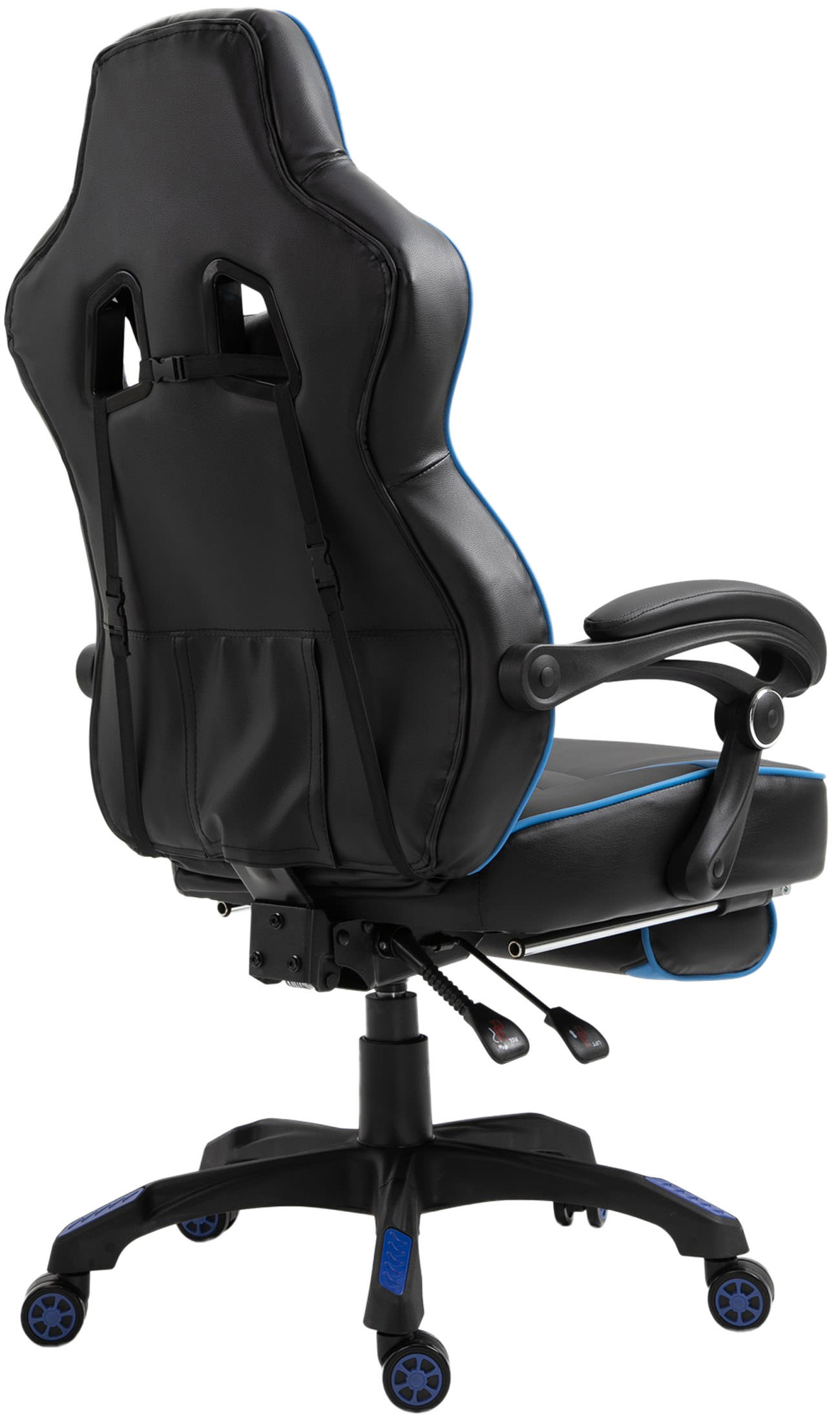 Chaise Gaming / de bureau Tilos en similicuir avec repose-pieds téléscopique Noir / Bleu