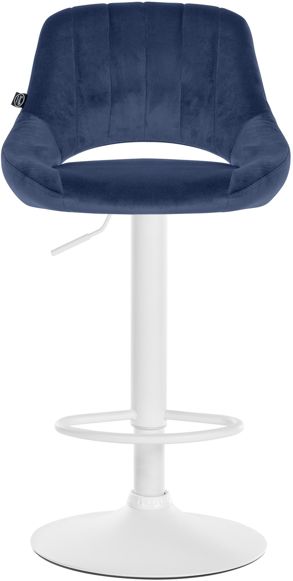 Tabouret de bar Milet velours Bleu Blanc