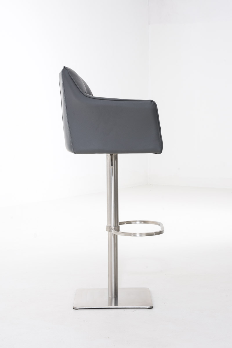 Tabouret de bar Damaso en similicuir Gris Acier inoxydable