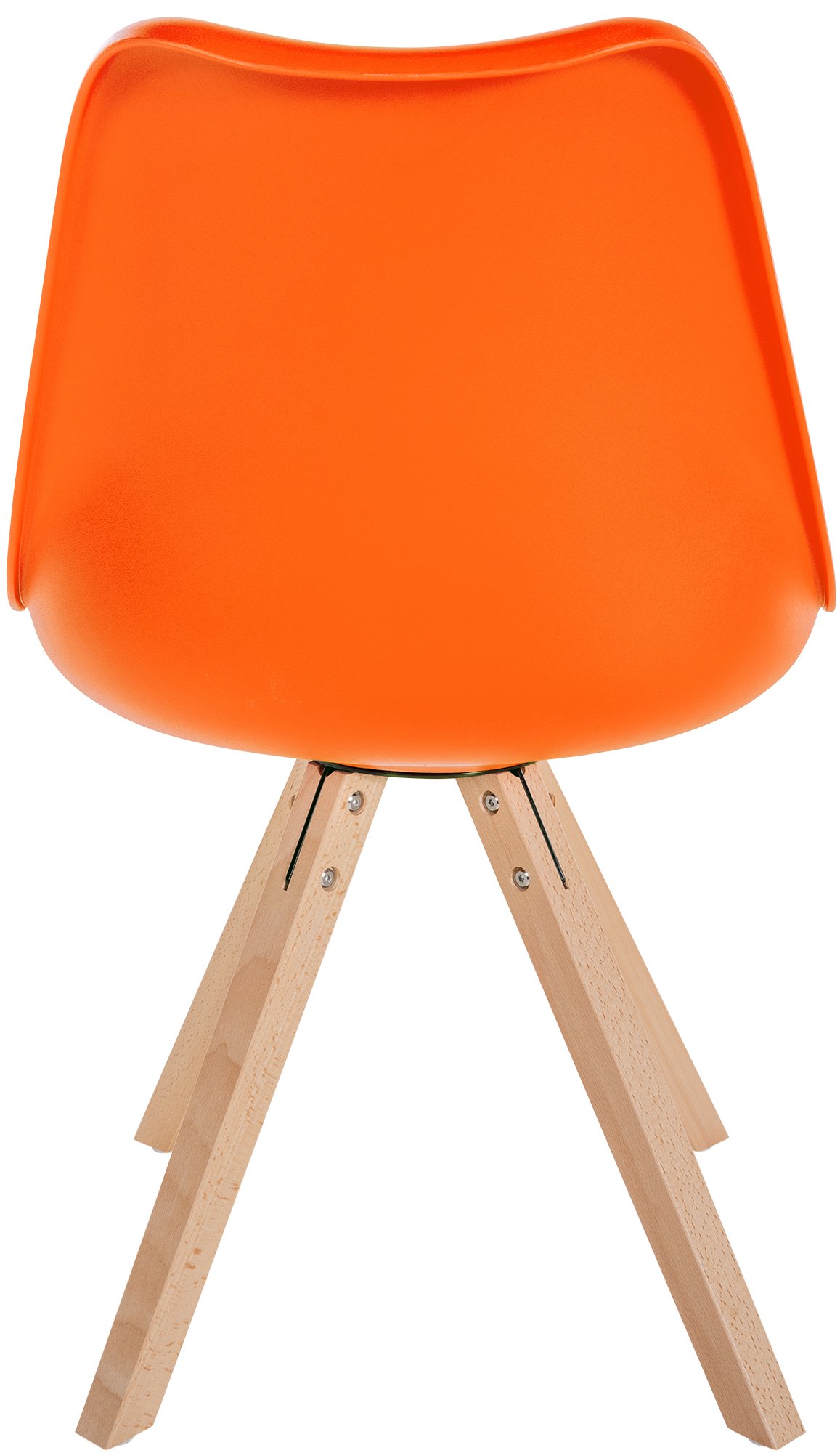 Chaise de salle à manger Sofia en plastique et Similicuir Pieds en bois Orange Nature (carré)