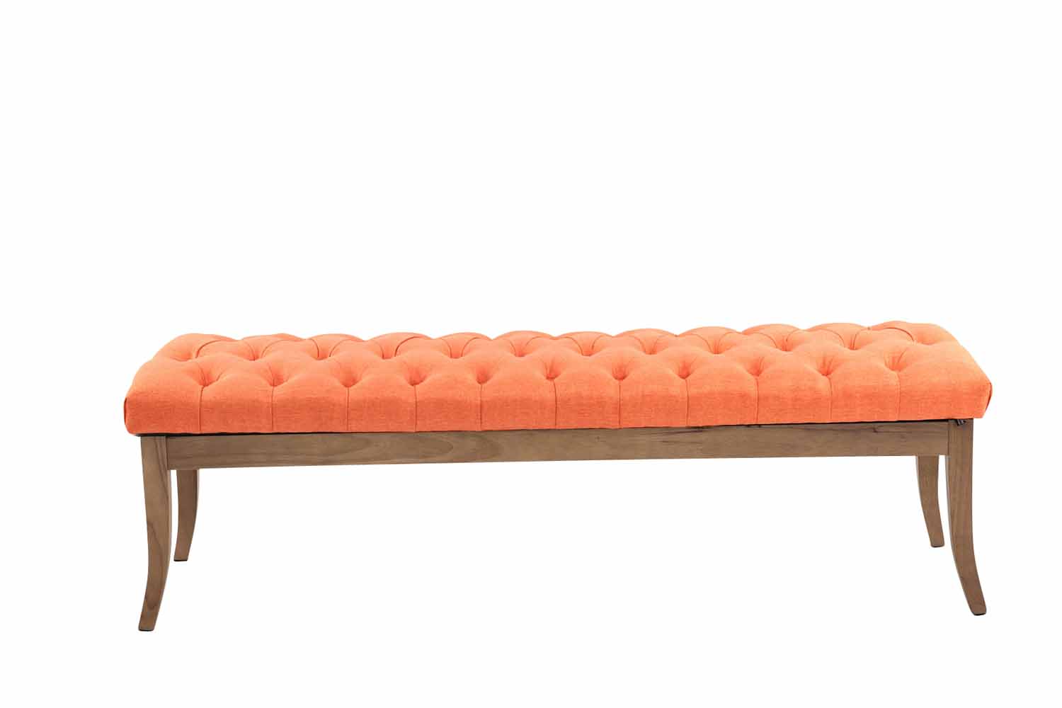 Banc Ramses tissu pieds antique clair Orange 150 cm