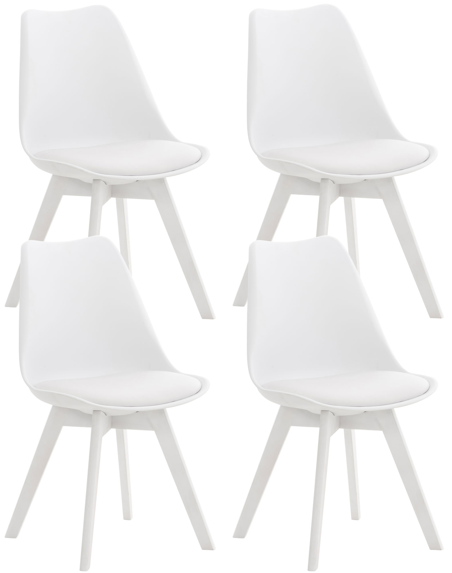 Lot de 4 chaises de salle à manger Linares Blanc / Blanc Plastique