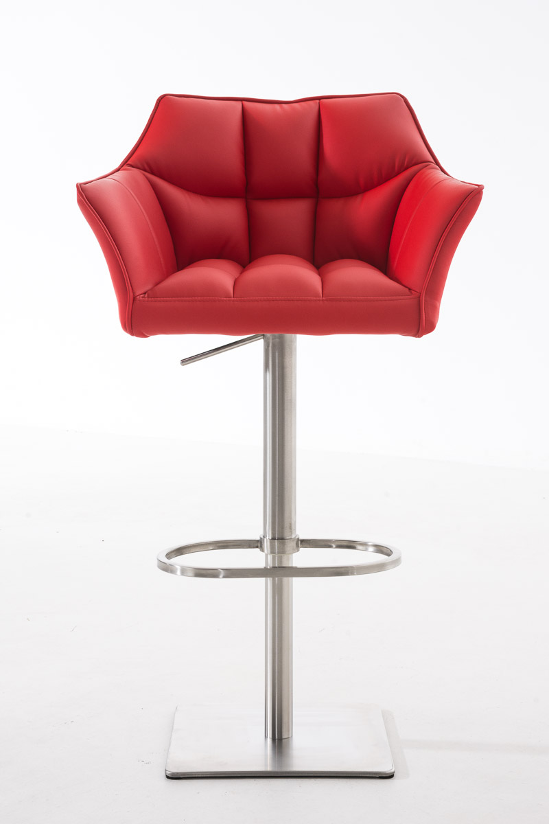 Tabouret de bar Damaso en similicuir Rouge Acier inoxydable