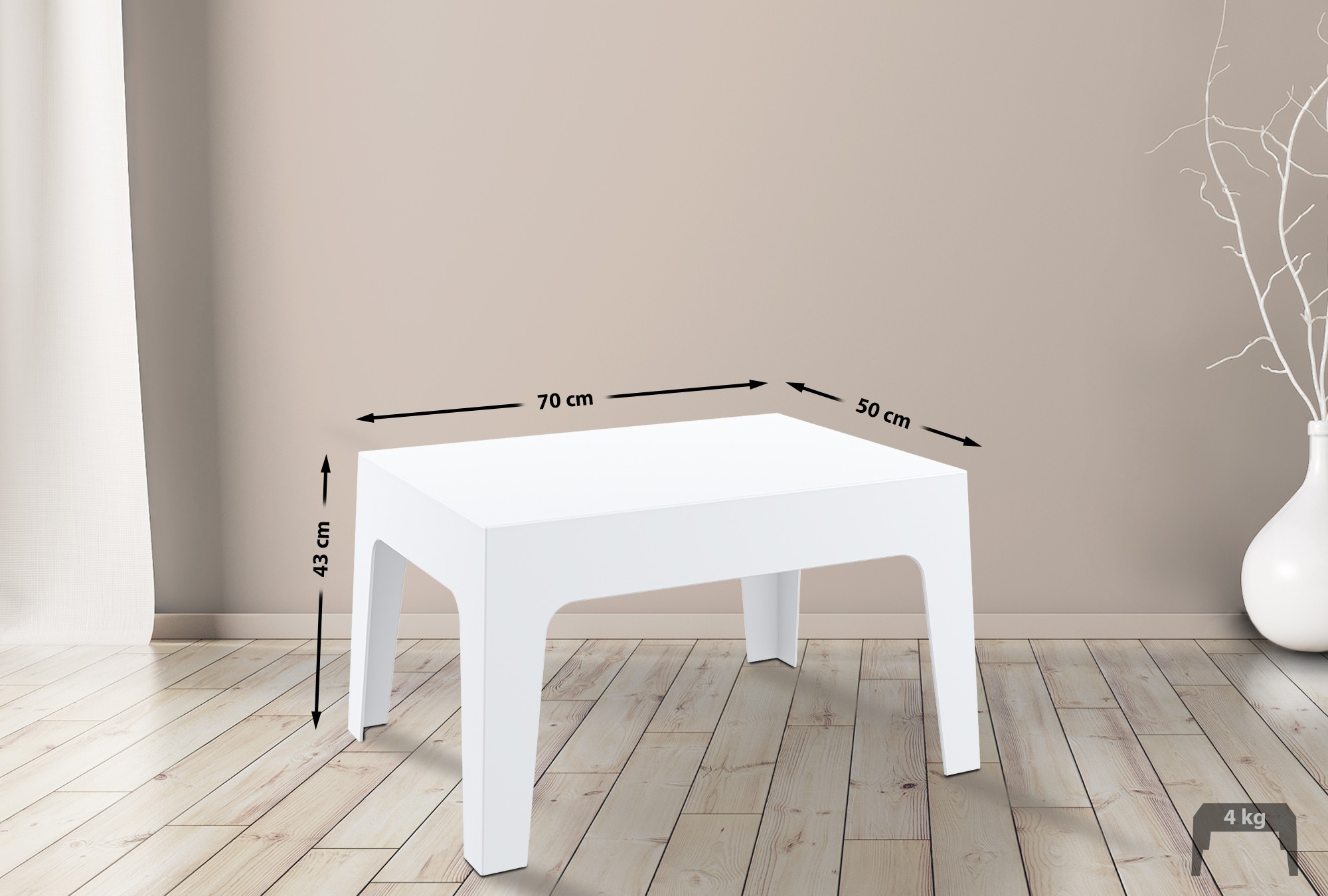 Table basse BOX 70 x 50 cm Blanc