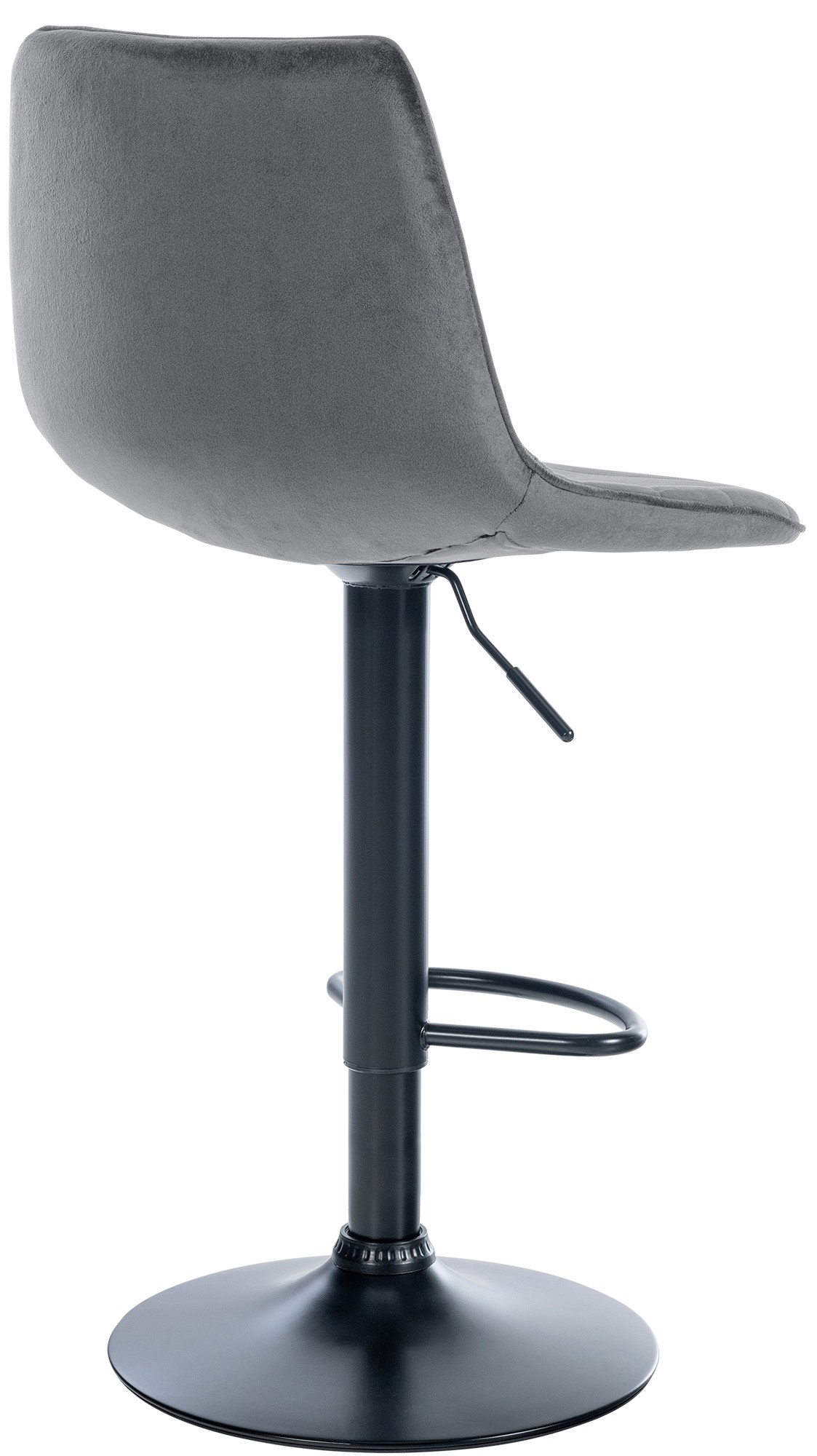 Tabouret de bar Lex en Velours Pied trompette en Métal Gris foncé Noir