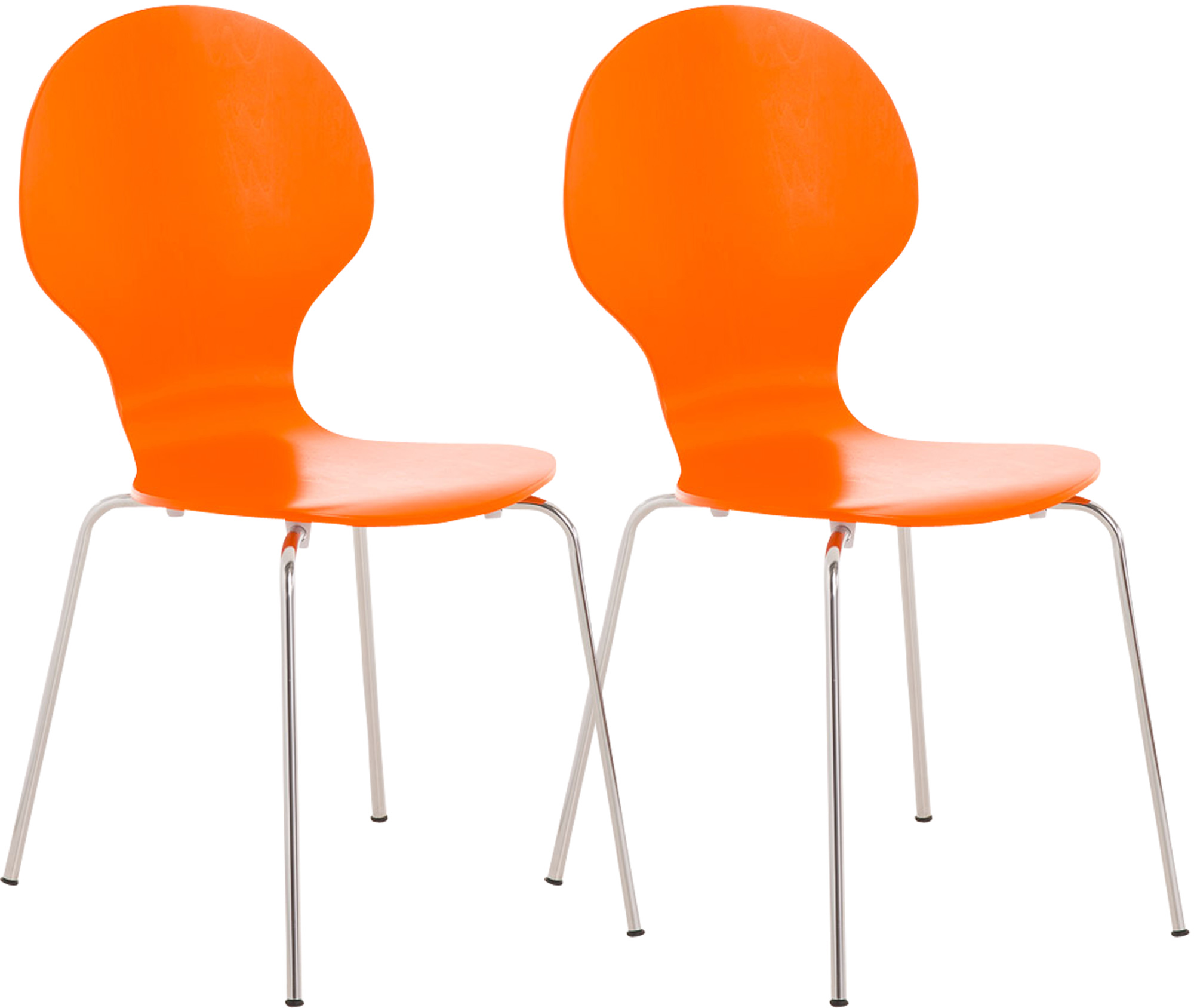 Lot de 2 chaises empilables en bois Diego Orange