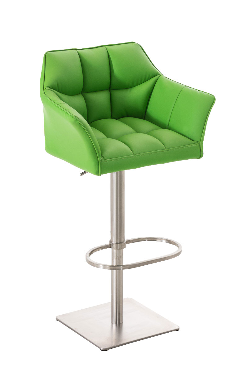 Tabouret de bar Damaso en similicuir Vert Acier inoxydable