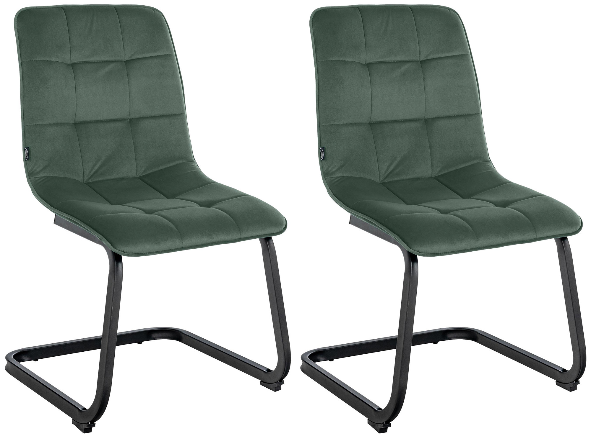 Lot de 2 chaises de salle à manger Vermont velours Vert foncé