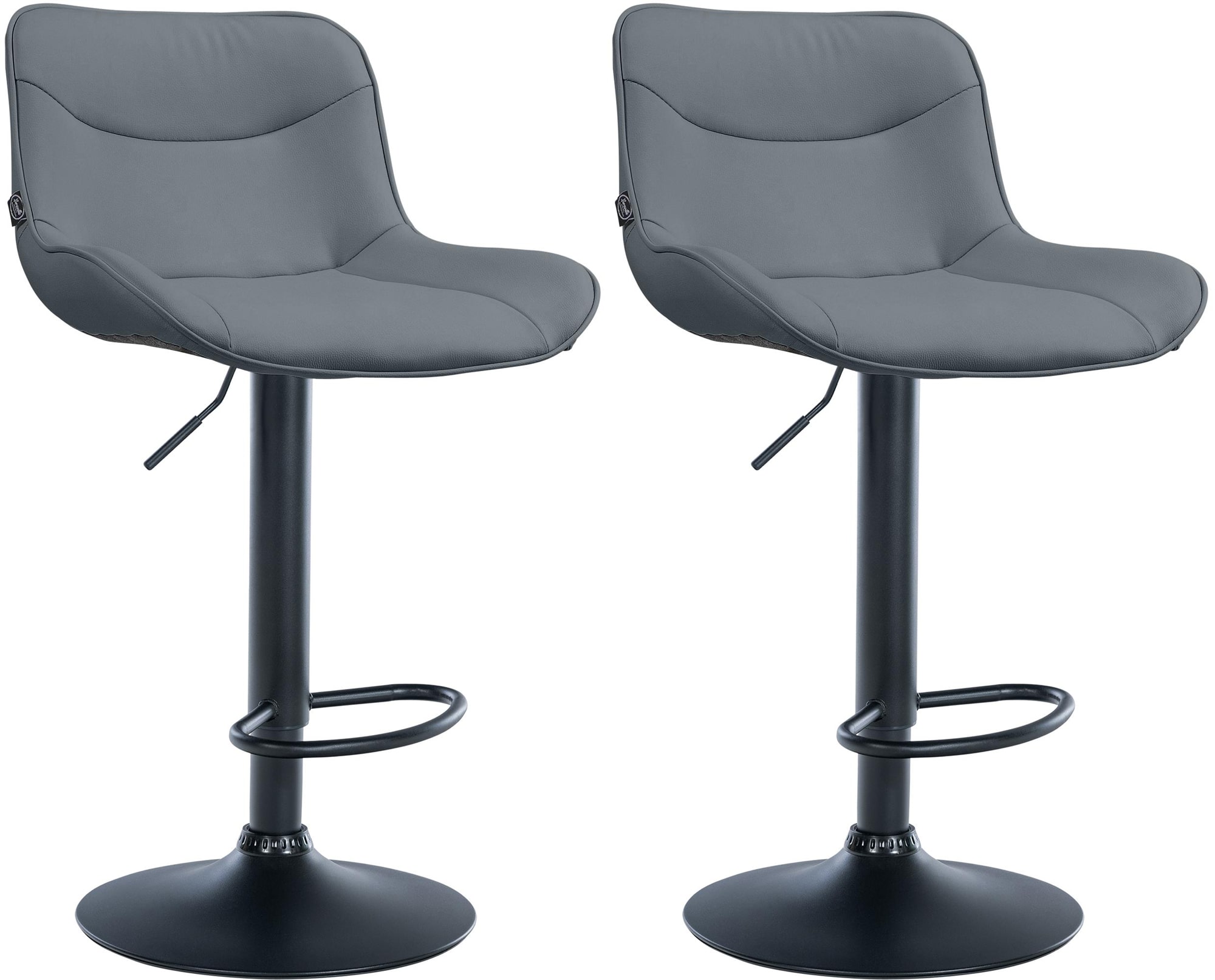 Lot de 2 tabourets de bar Vonore en similicuir Gris Noir