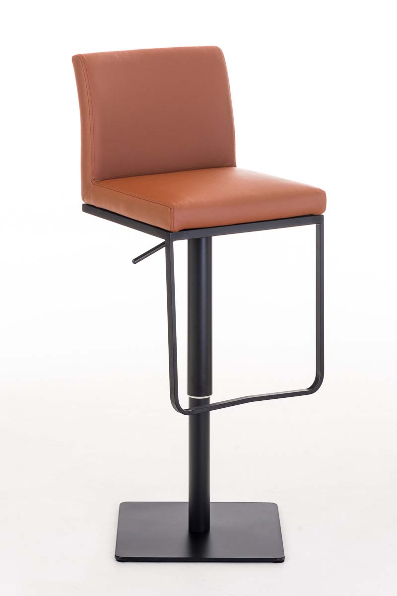 Tabouret de bar Panama en similicuir avec pied en métal Marron clair Noir