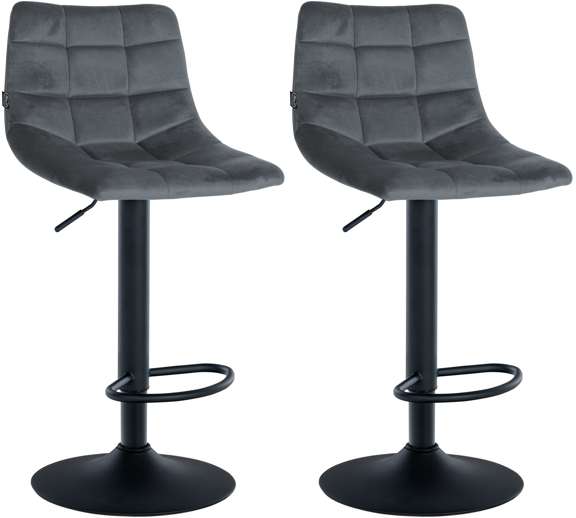 Lot de 2 tabourets de bar Jerry velours Gris foncé Noir