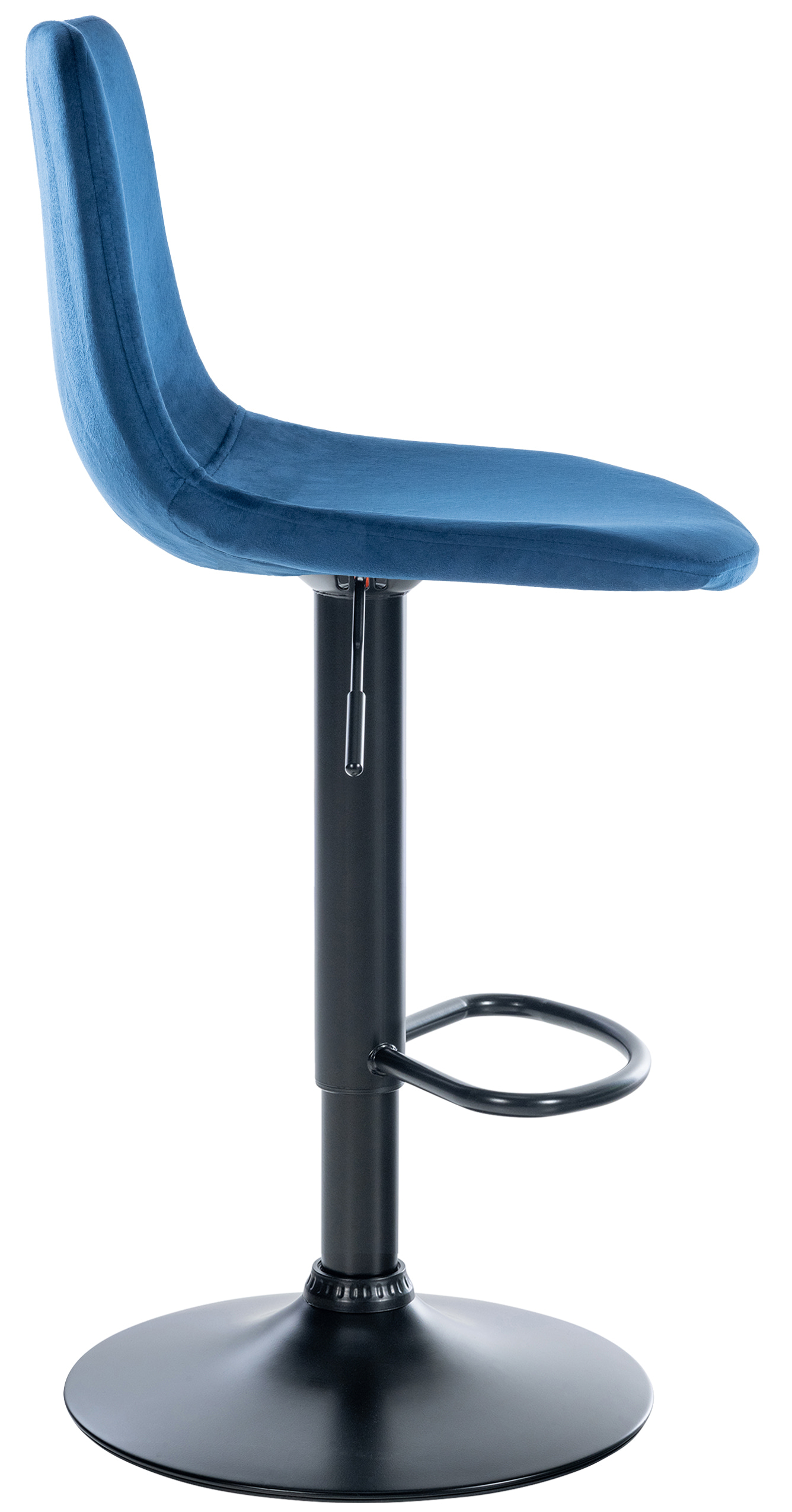 Tabouret de bar Divo en Velours Pied trompette en Métal Bleu Noir