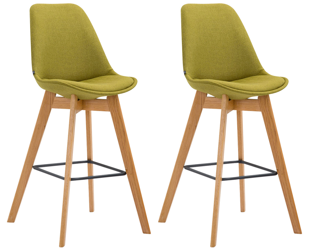 Lot de 2 tabourets de bar Metz en tissu Vert Nature