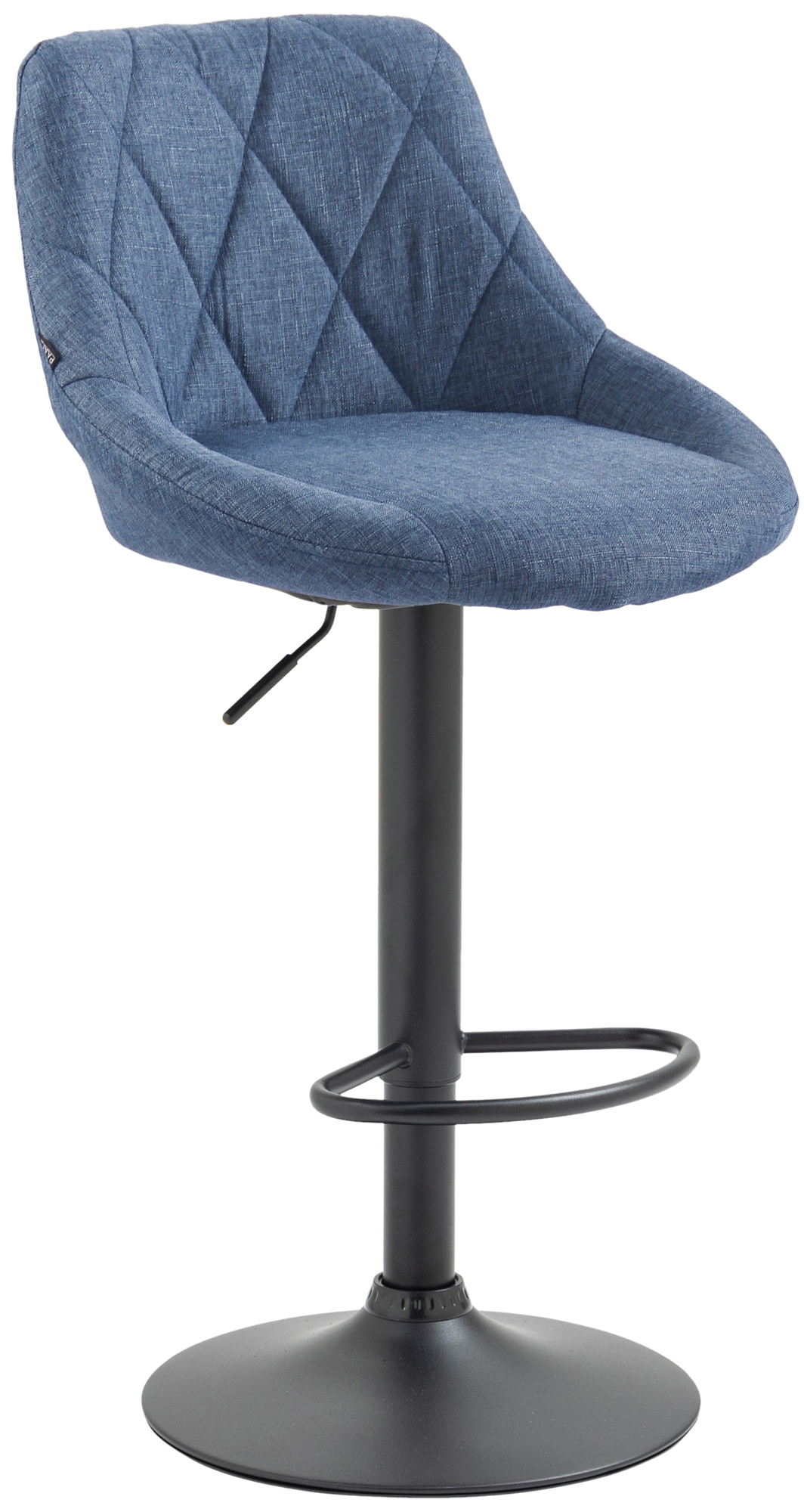 Tabouret de bar Lazio en Tissu Hauteur réglable siège pivotant Bleu Noir