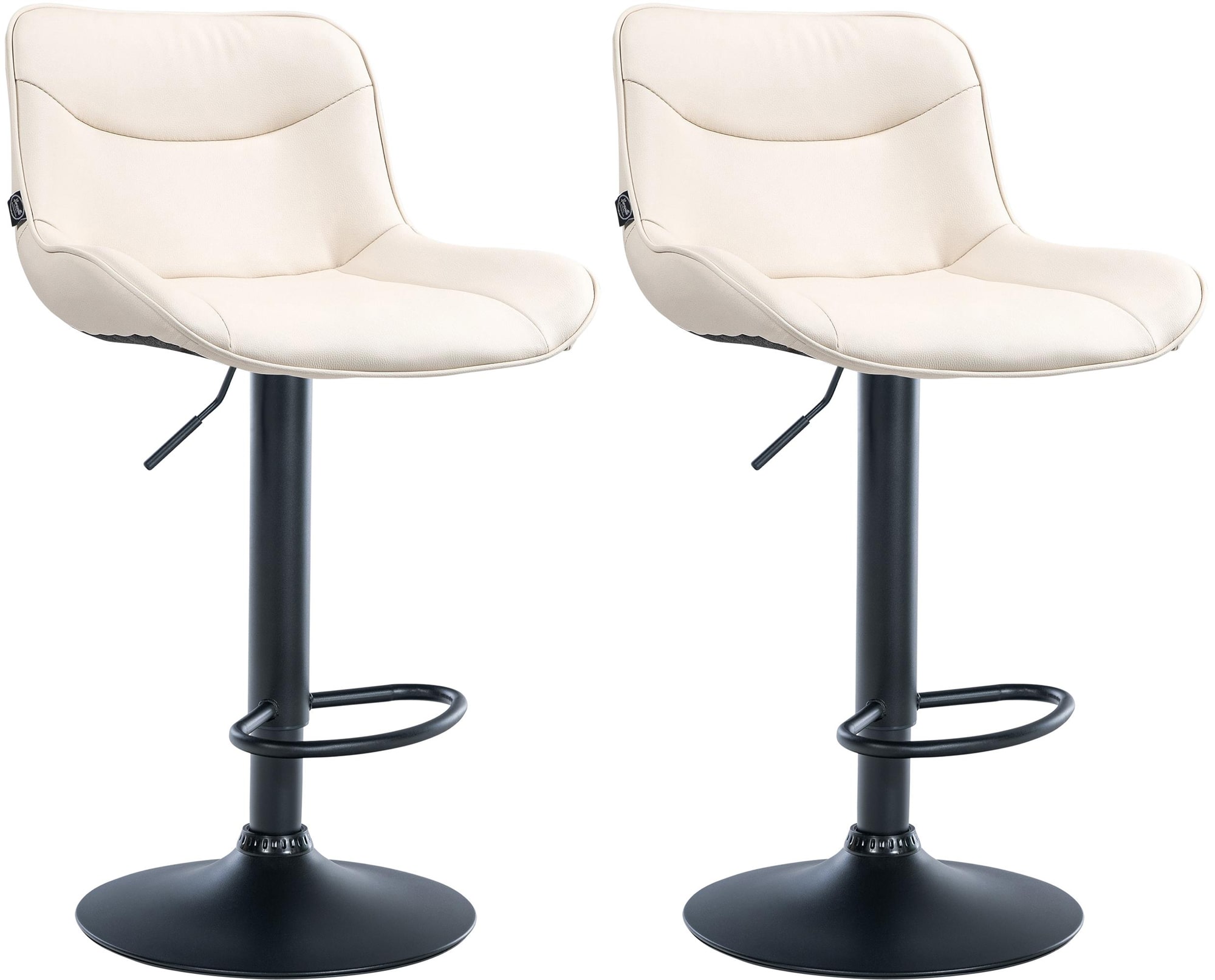 Lot de 2 tabourets de bar Vonore en similicuir Crème Noir