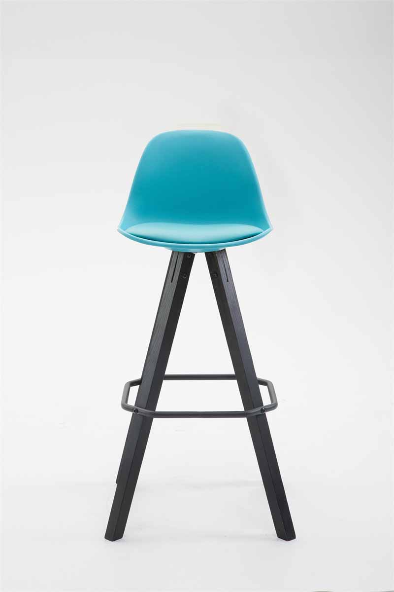 Tabouret de bar Franklin Coque plastique Piétement carré Style Scandinave Bleu Noir