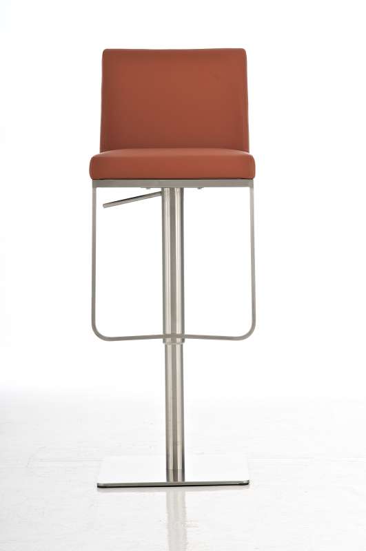 Tabouret de bar Panama en similicuir avec pied en métal Marron clair Acier inoxydable