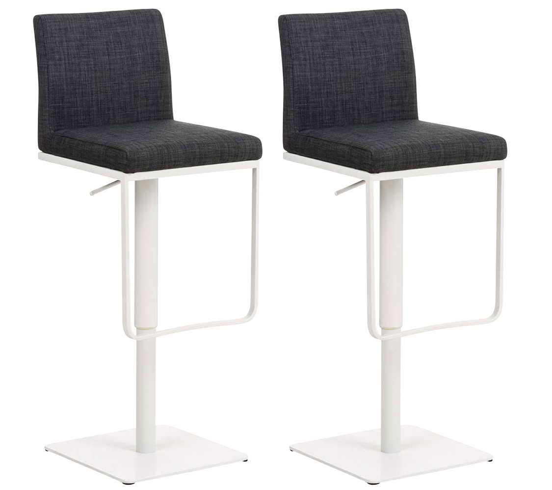 Lot de 2 tabourets de bar Panama tissu Gris foncé Blanc