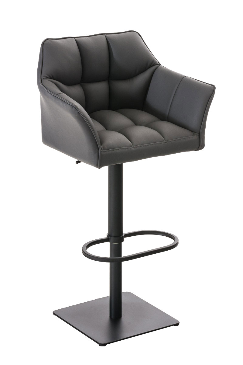 Tabouret de bar Damaso en similicuir Gris Noir