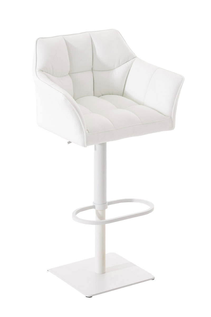 Tabouret de bar Damaso en similicuir Blanc Blanc