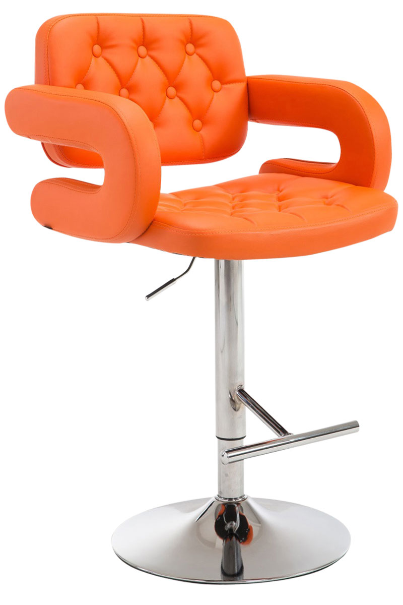 Tabouret de bar Dublin similicuir avec pied en métal Orange Chrome