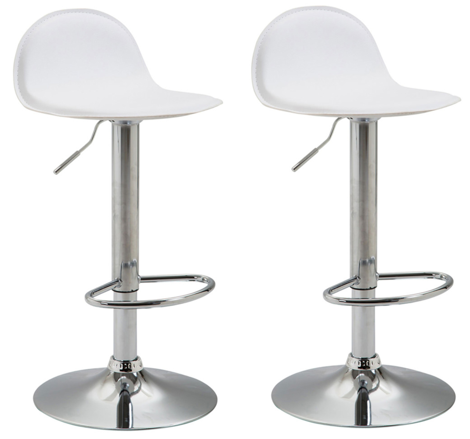 Lot de 2 tabourets de bar design Lana V2 similicuir Blanc Chrome