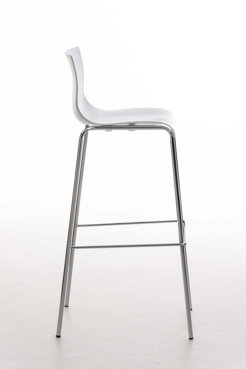 Tabouret de bar Hover 4 pieds - Assise Plastique Blanc Chrome