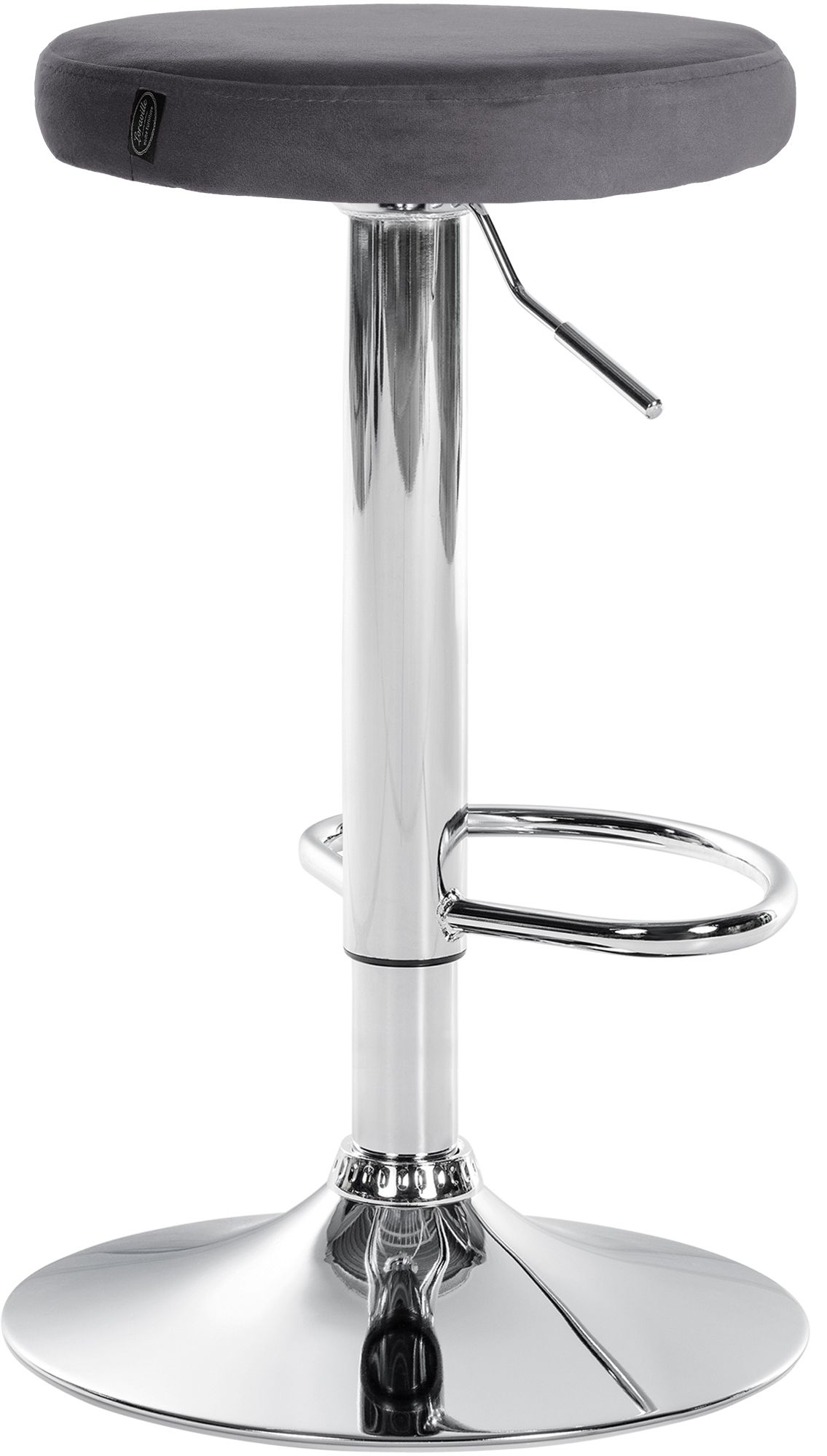 Tabouret de bar Ponte revêtement velours Gris foncé Chrome