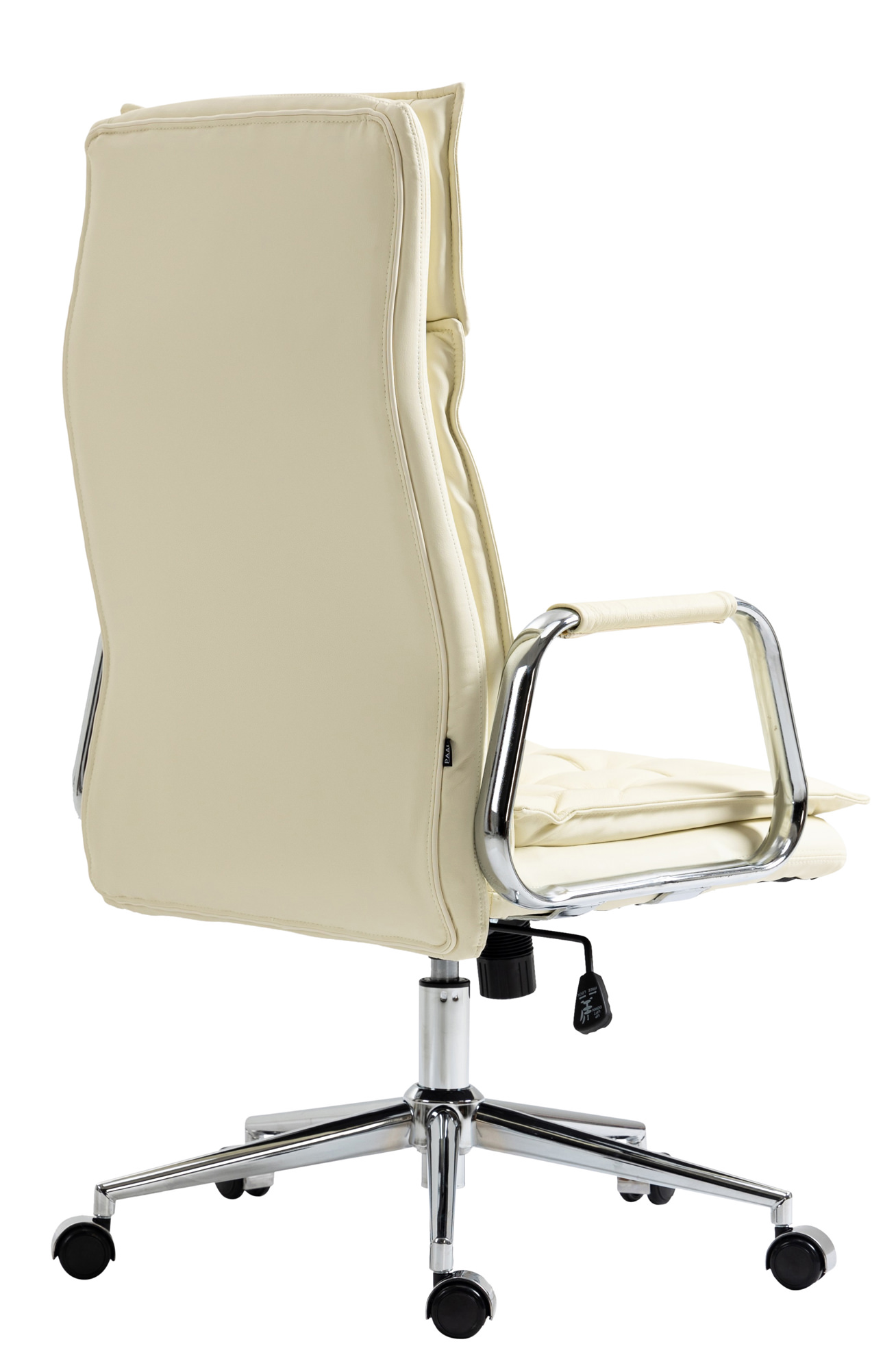 Fauteuil de bureau Sotira en véritable cuir ajustable et pivotant Crème