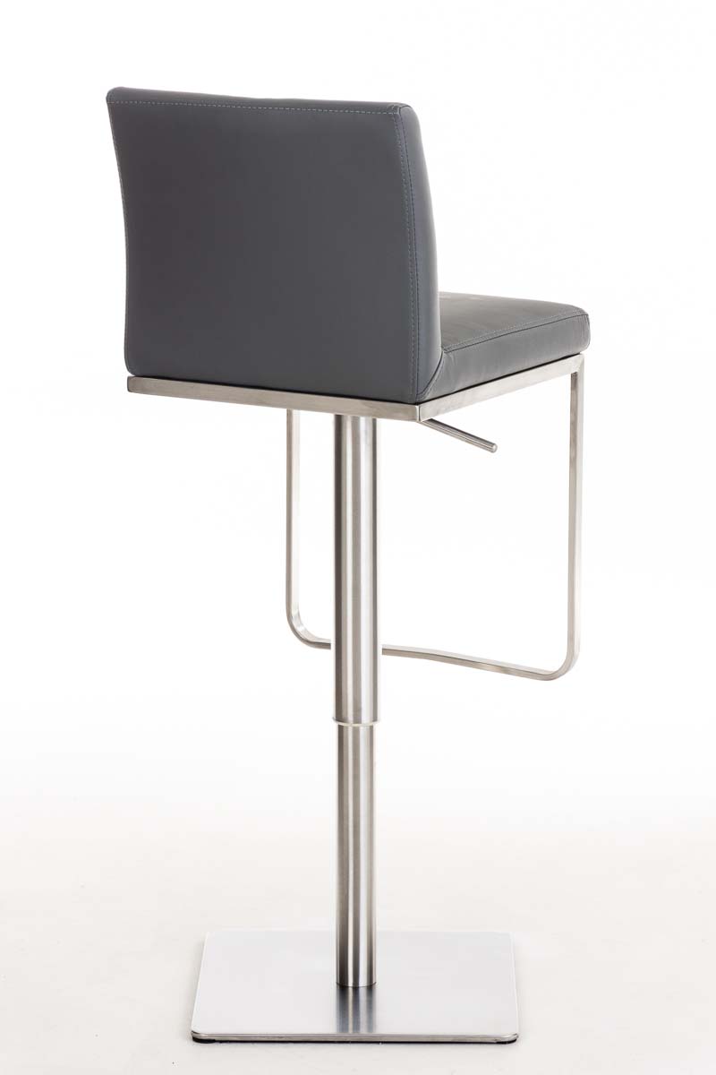 Tabouret de bar Panama en similicuir avec pied en métal Gris Acier inoxydable