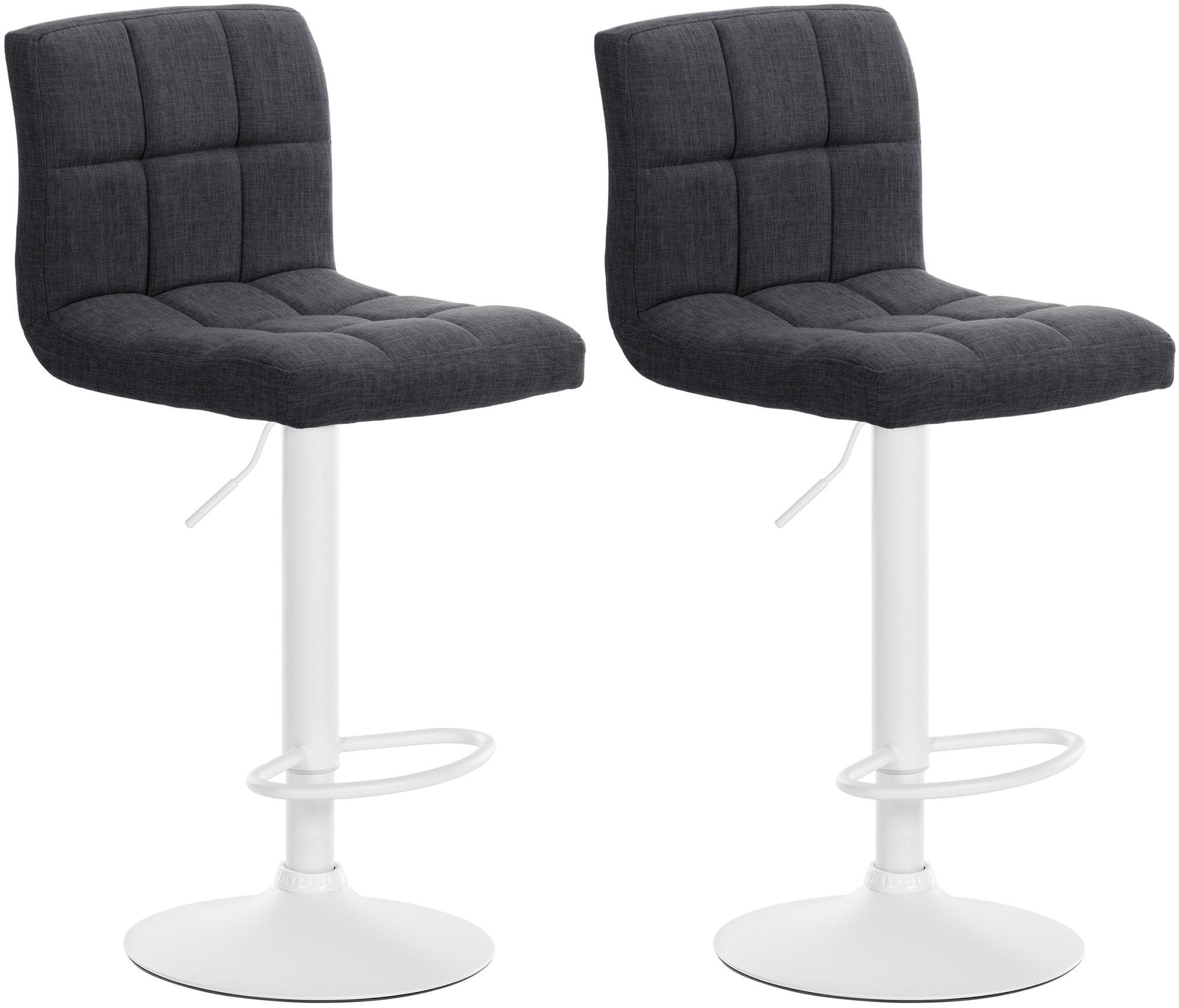 Lot de 2 tabourets de bar Calma tissu Métal blanc mat Gris foncé