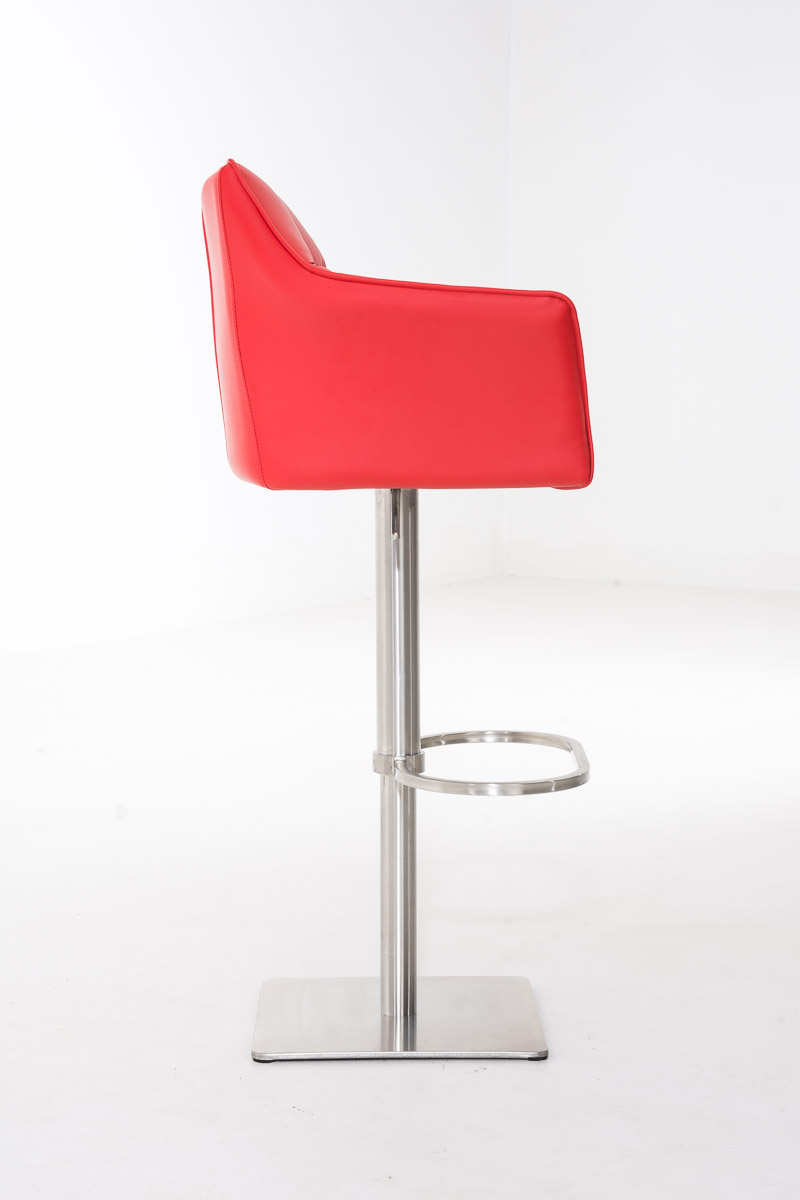 Tabouret de bar Damaso en similicuir Rouge Acier inoxydable