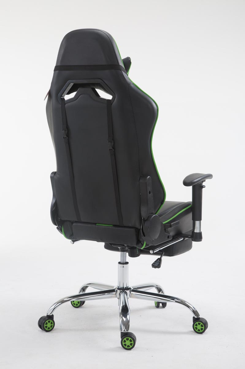 Fauteuil de bureau Limit similicuir avec ou sans Repose-pieds téléscopique Noir / Vert avec repose-pieds