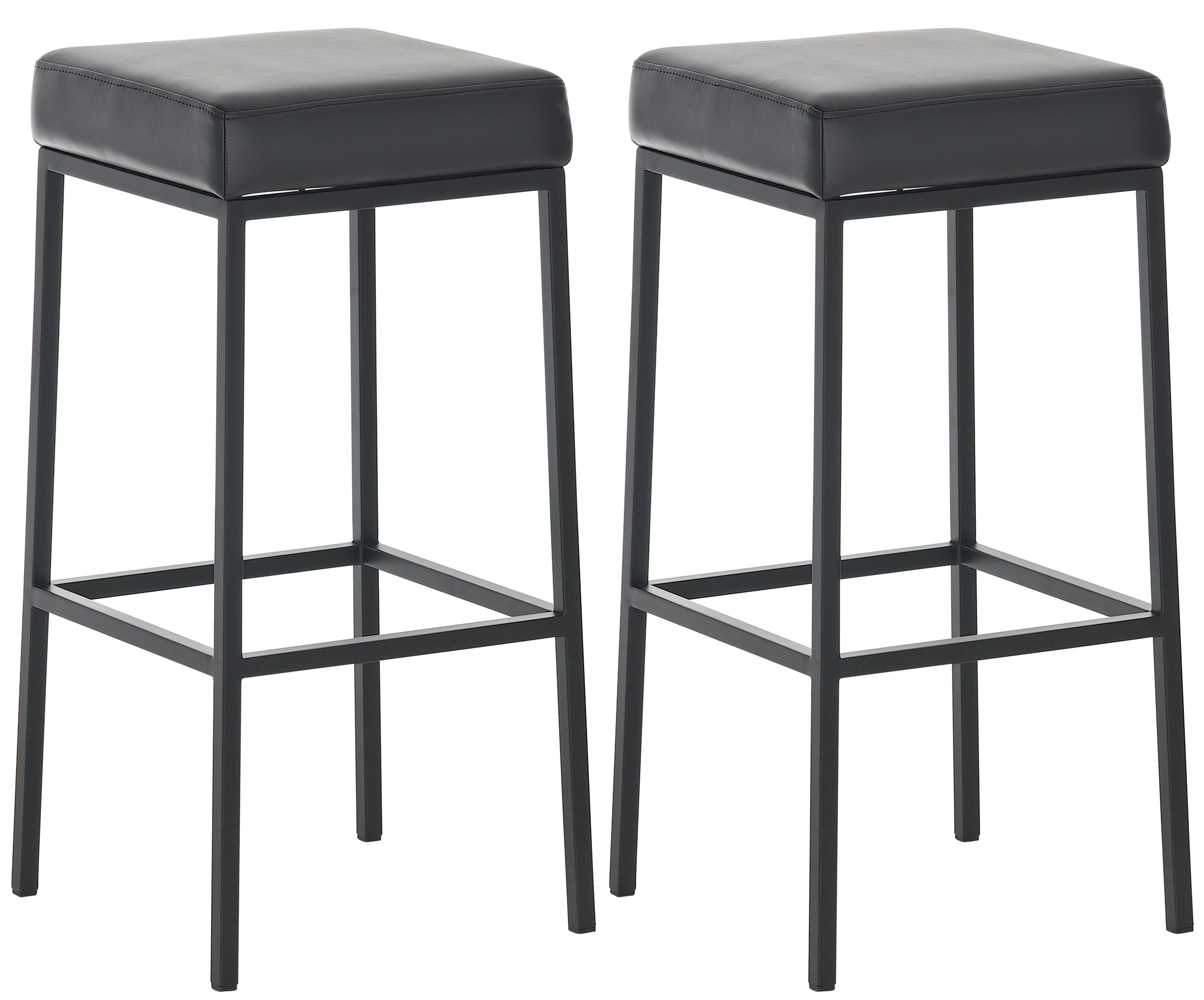 Lot de 2 tabourets de bar Montréal 85 Similicuir Noir Noir