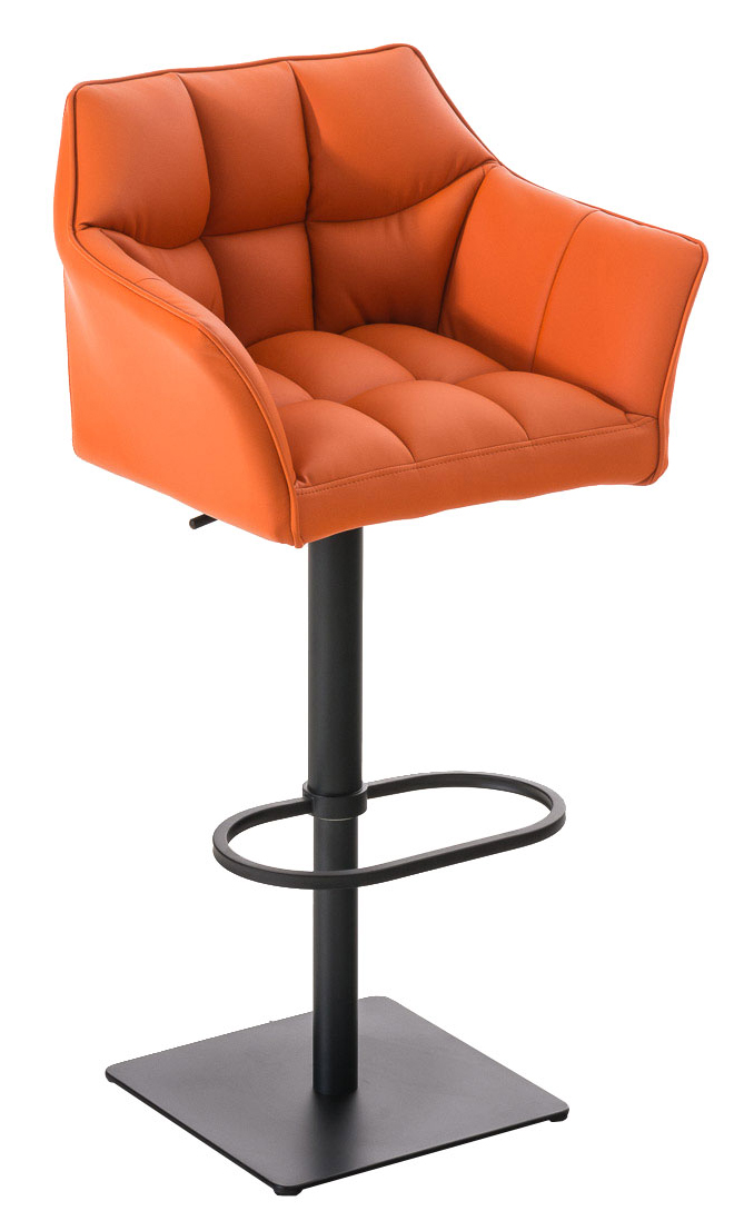 Lot de 2 tabourets de bar Damaso similicuir Orange Noir