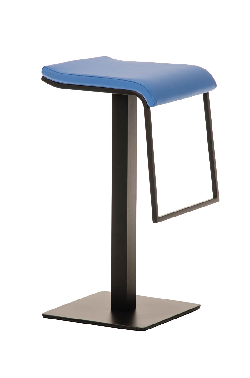 Tabouret de bar Lameng B78 en similicuir pied en métal Bleu