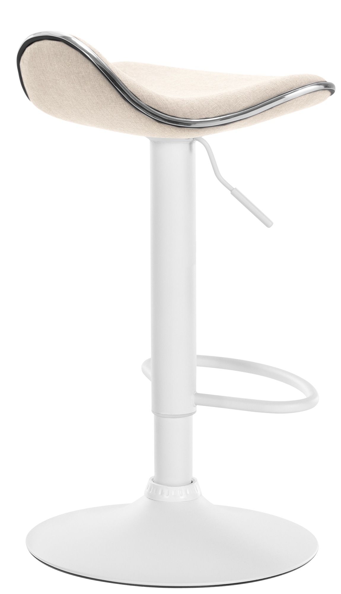 Tabouret de bar Shanghai tissu avec pied en métal Crème Blanc