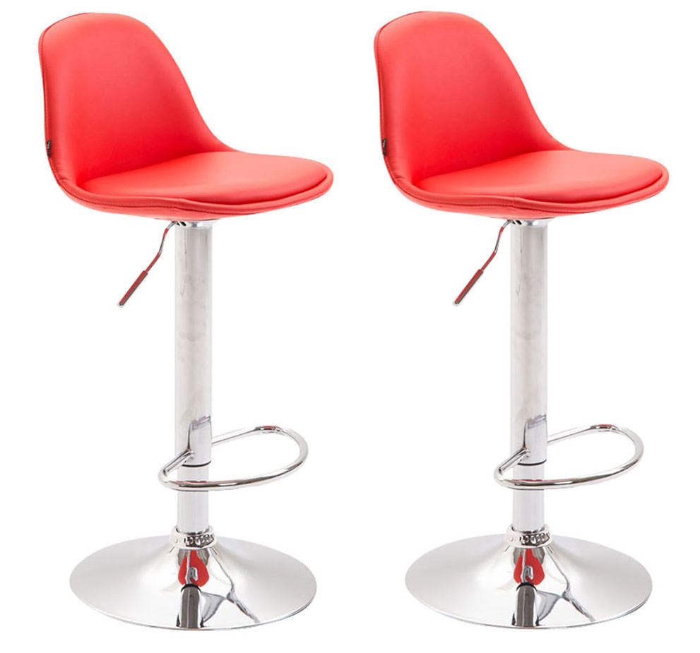 Lot de 2 tabourets de bar Kiel en Similicuir Rouge Chrome