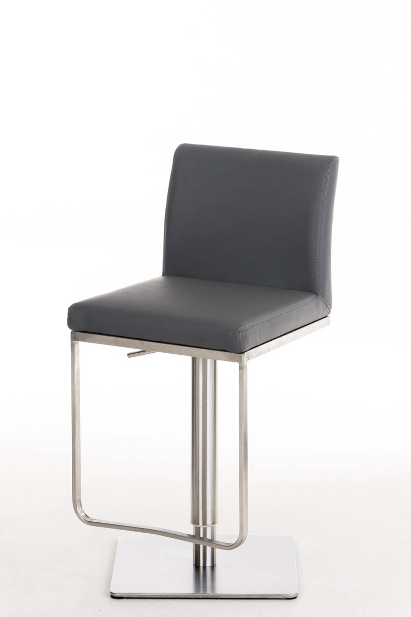 Tabouret de bar Panama en similicuir avec pied en métal Gris Acier inoxydable