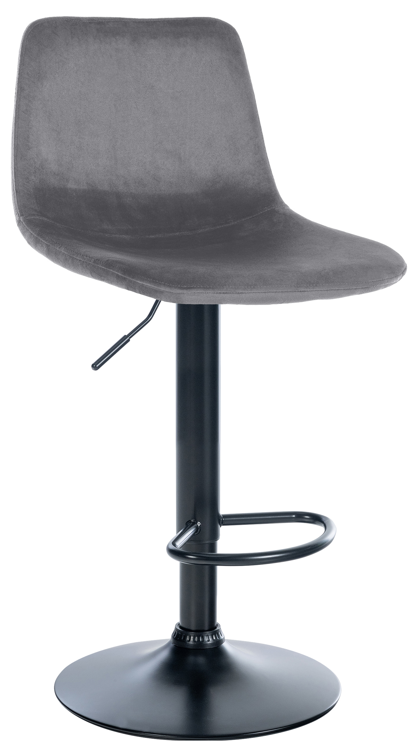 Tabouret de bar Divo en Velours Pied trompette en Métal Gris foncé Noir