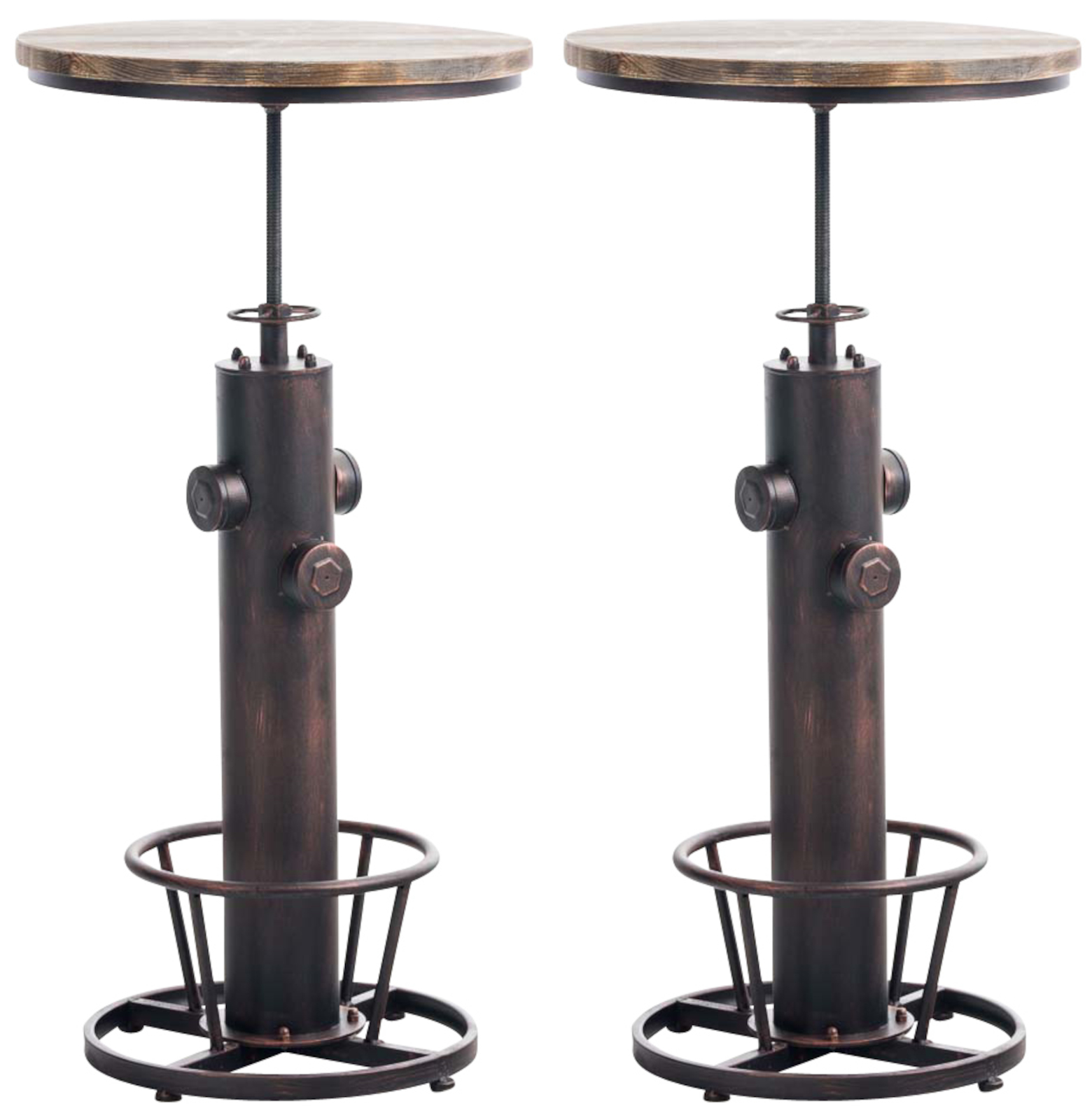 Lot de 2 Tables hautes Ruhr dans le style industriel Bronze